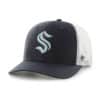 Seattle Kraken 47 Brand Navy Trucker White Mesh Snapback Hat