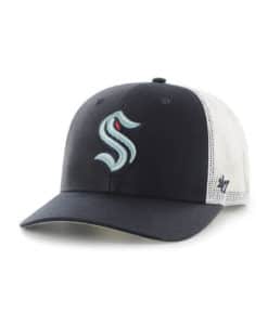 Seattle Kraken 47 Brand Navy Trucker White Mesh Snapback Hat
