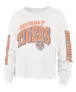 Detroit Tigers 47 Brand Women's Sandstone Brush Back Long Sleeve T-Shirt Tee