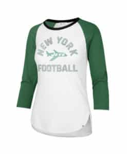 New York Jets Women's 47 Brand Legacy White Wash Frankie Raglan LS Tee