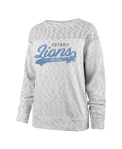 Detroit Lions Women's 47 Brand White Wash Crew Long Sleeve Pullover