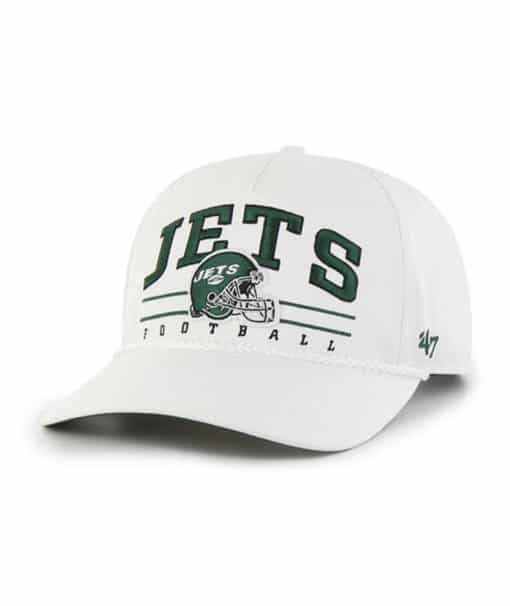 New York Jets 47 Brand White Roscoe Hitch Snapback Hat