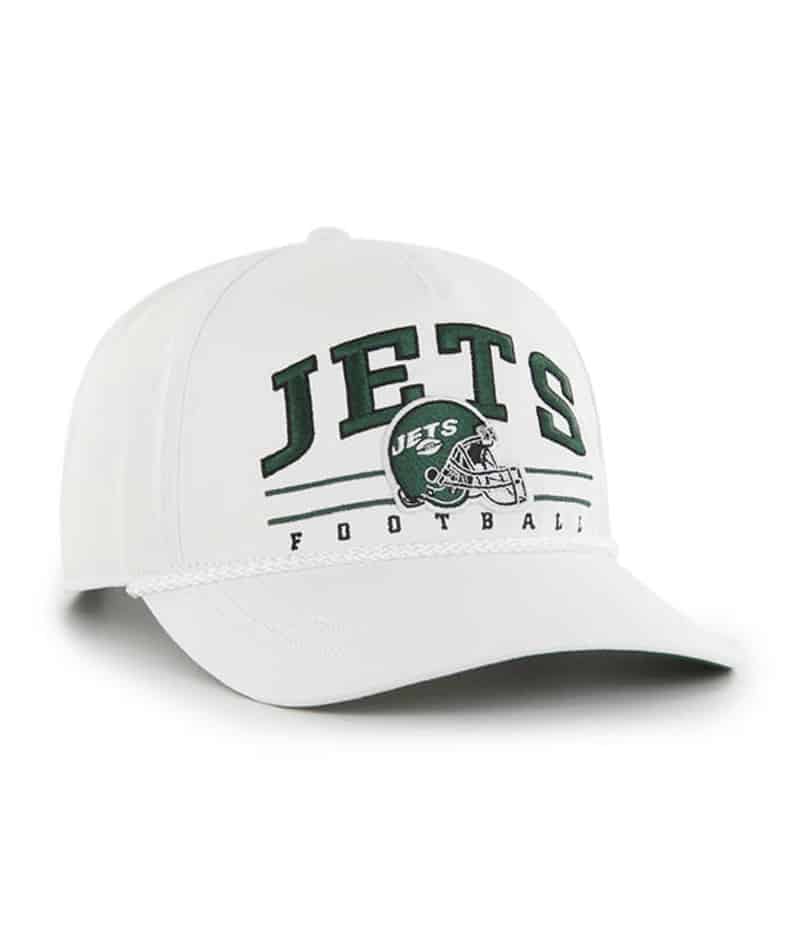 New York Jets 47 Brand White Roscoe Hitch Snapback Hat - Detroit