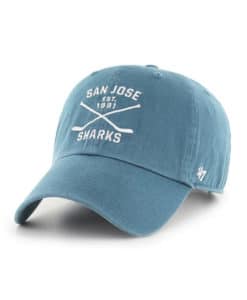 San Jose Sharks 47 Brand Teal Cross Sticks Adjustable Hat