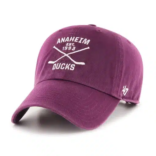 Anaheim Ducks 47 Brand Plum Cross Sticks Adjustable Hat