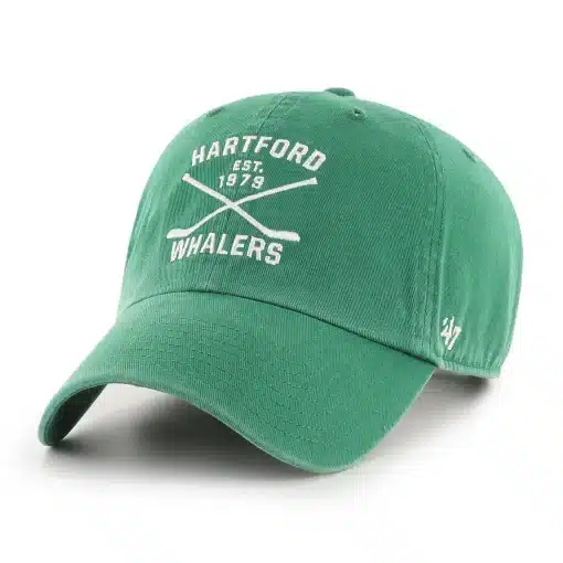 Hartford Whalers 47 Brand Green Cross Sticks Adjustable Hat