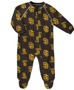 San Diego Padres Baby Brown Raglan Zip Up Sleeper Coverall