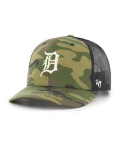 Detroit Tigers 47 Brand Camo Trucker Black Mesh Snapback Hat