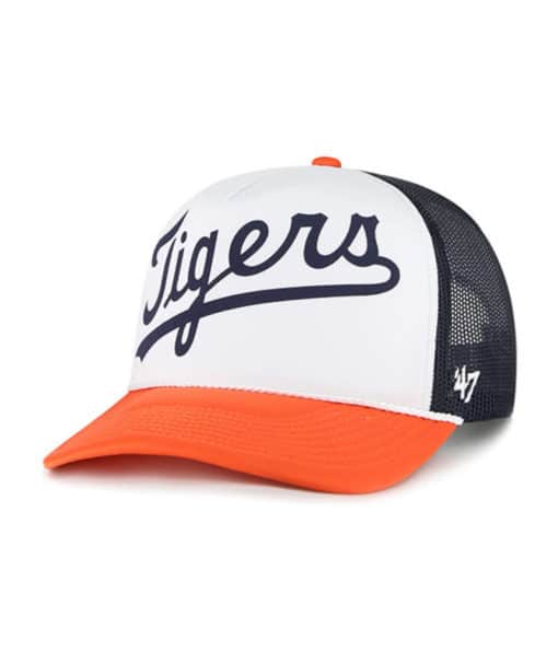 Detroit Tigers 47 Brand Cooperstown Foam Front Navy Script Trucker Mesh Snapback Hat - Image 2