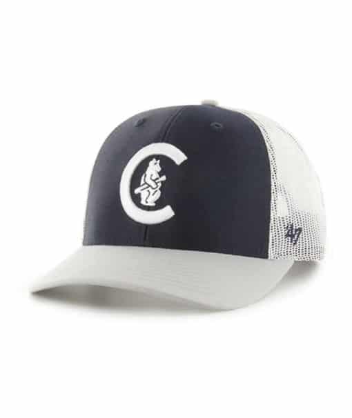Chicago Cubs 47 Brand Cooperstown Side Note Navy Trucker White Mesh Snapback Hat - Image 2