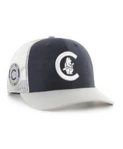 Chicago Cubs 47 Brand Cooperstown Side Note Navy Trucker White Mesh Snapback Hat