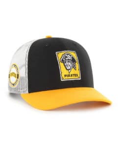 Pittsburgh Pirates 47 Brand Cooperstown Black Side Note Trucker White Mesh Snapback Hat