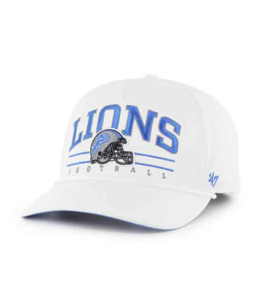 Detroit Lions 47 Brand White Roscoe Hitch Snapback Hat