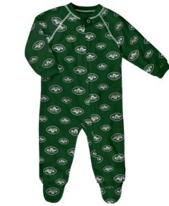 New York Jets Baby Raglan Zip Up Sleeper Coverall