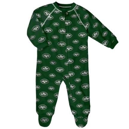 New York Jets Baby Raglan Zip Up Sleeper Coverall