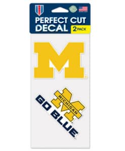 Michigan Wolverines 4" x 4" Slogan & Logo Perfect Cut Decal Set of 2