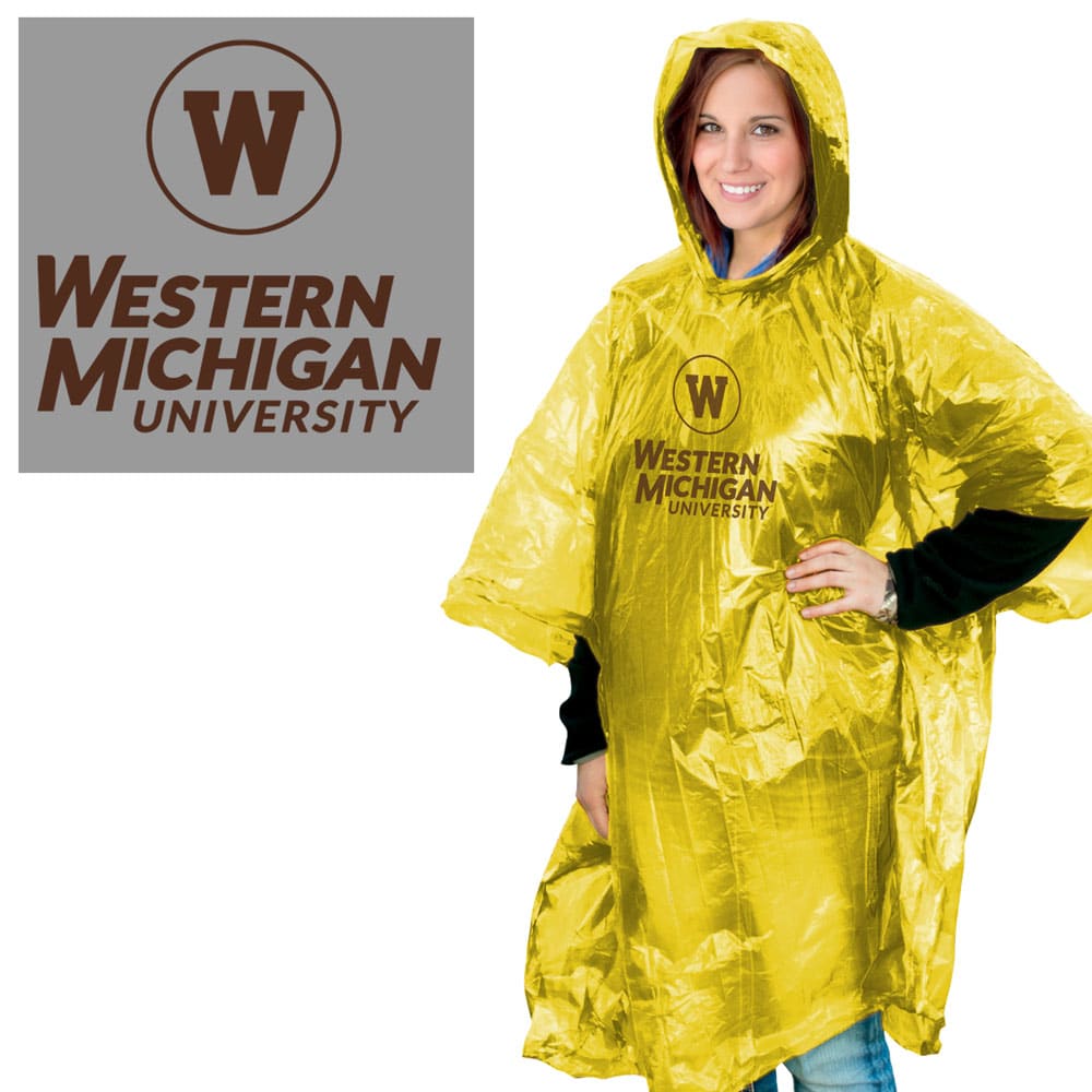 Western Michigan Broncos Gold Hooded Rain Poncho - Detroit Game Gear