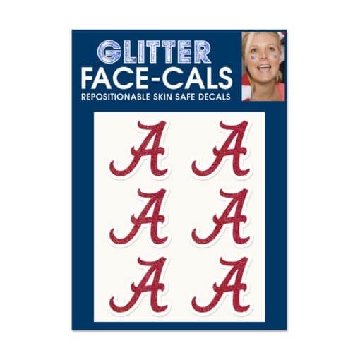 Alabama Crimson Tide Glitter Face Cals Temporary Tattoos