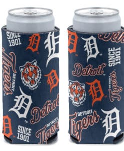 Detroit Tigers 12 oz Scatter Print Slim Can Cooler Holder