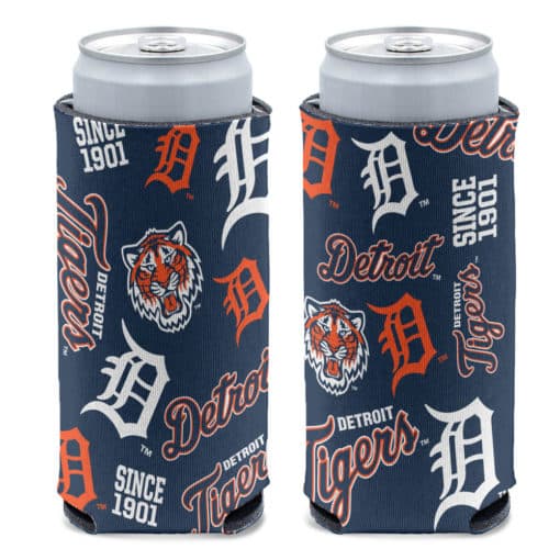 Detroit Tigers 12 oz Scatter Print Slim Can Cooler Holder