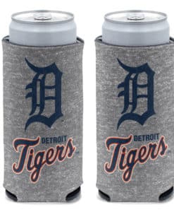 Detroit Tigers 12 oz Gray Slim Can Cooler Holder