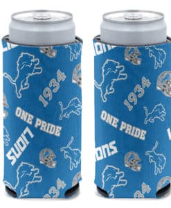 Detroit Lions 12 oz Scatter Print Slim Can Cooler Holder