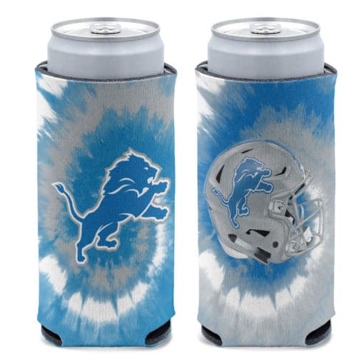 Detroit Lions SLIM 12 oz Tie Dye Lion Helmet Can Cooler Holder