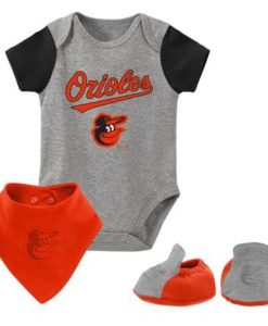 Baltimore Orioles Baby Gray 3 Piece Creeper Set