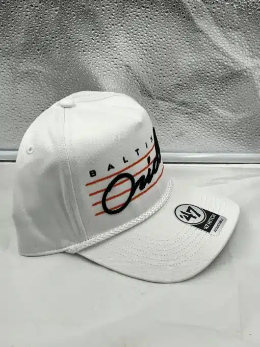 Baltimore Orioles 47 Brand White Downburst Hitch Snapback Hat - Image 3