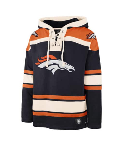 Denver Broncos Men's 47 Brand Navy Pullover Jersey Hoodie