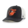 Baltimore Orioles 47 Brand Black Trucker White Mesh Snapback Hat