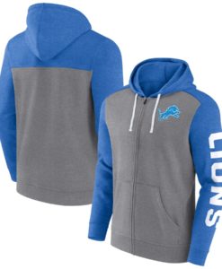 Detroit Lions Men's Fanatics Blue Gray Full Zip Hoodie