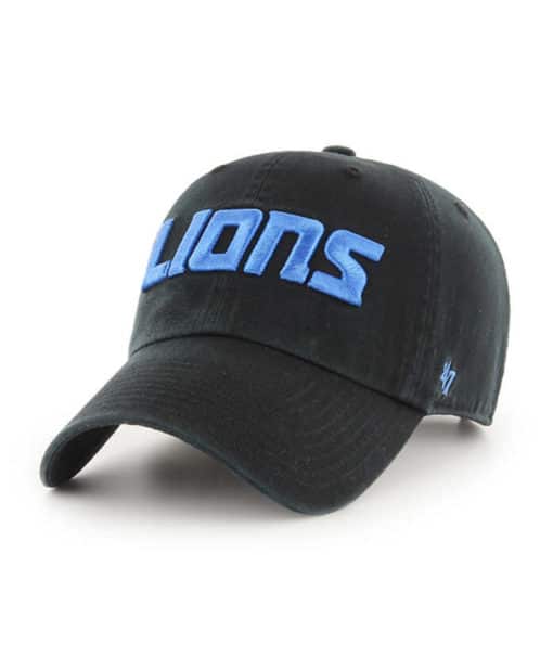 Detroit Lions 47 Brand Script Black Clean Up Adjustable Hat