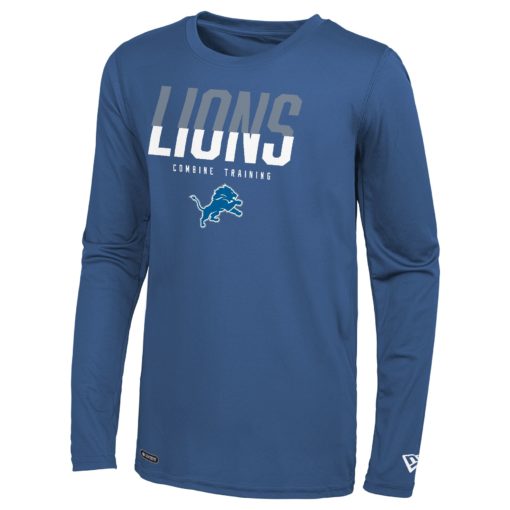 Detroit Lions Men's New Era Royal Blue Split Line Long Sleeve T-Shirt Tee