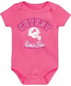 Detroit Lions Baby Girls Pink Cutest Fan Onesie Creeper