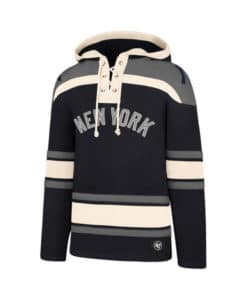 New York Yankees Men's 47 Brand Gray Navy Pullover Jersey Hoodie