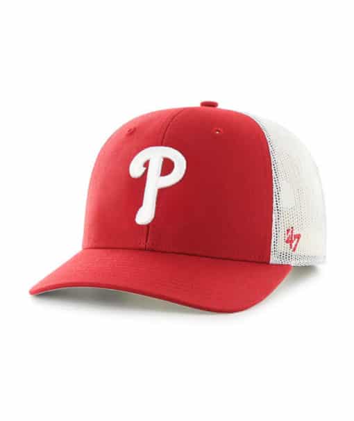 Philadelphia Phillies YOUTH 47 Brand Trucker Red White Mesh Snapback Hat