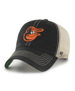 Baltimore Orioles 47 Brand Black Trawler Clean Up Khaki Mesh Snapback Hat