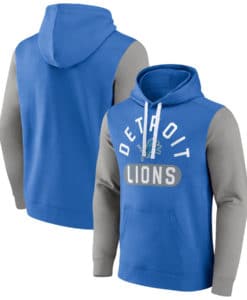 Detroit Lions Men's Fanatics Blue Gray Pullover Hoodie