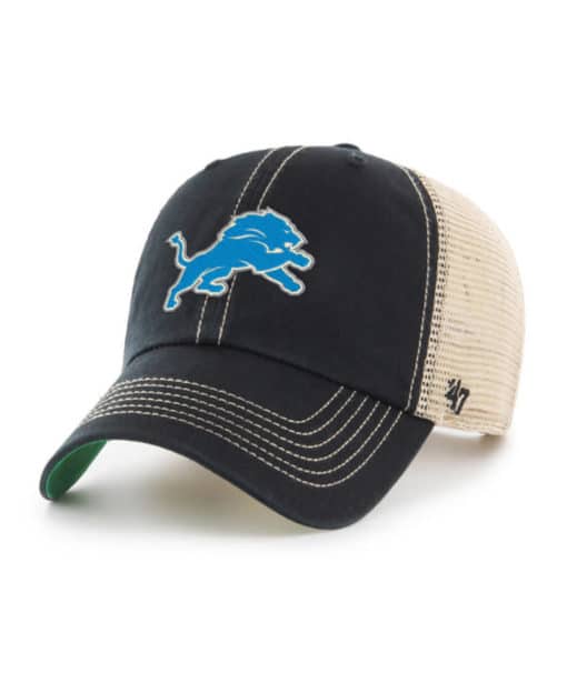 Detroit Lions 47 Brand Black Trawler Clean Up Khaki Mesh Snapback Hat