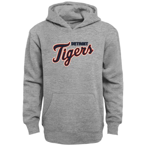 Detroit Tigers KIDS Script Gray Pullover Hoodie