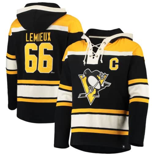Mario Lemieux Pittsburgh Penguins Men's 47 Brand Black Pullover Jersey Hoodie