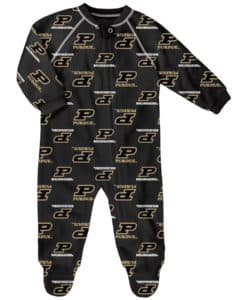 Purdue Boilermakers Baby Black Raglan Zip Up Sleeper Coverall