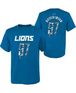 YOUTH Aidan Hutchinson Detroit Lions Drip Blue T-Shirt Tee