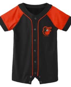 Baltimore Orioles Baby Black Button Up Romper Coverall
