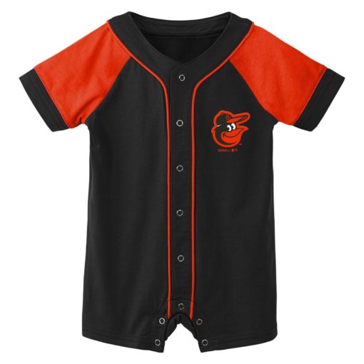 Baltimore Orioles Baby Black Button Up Romper Coverall