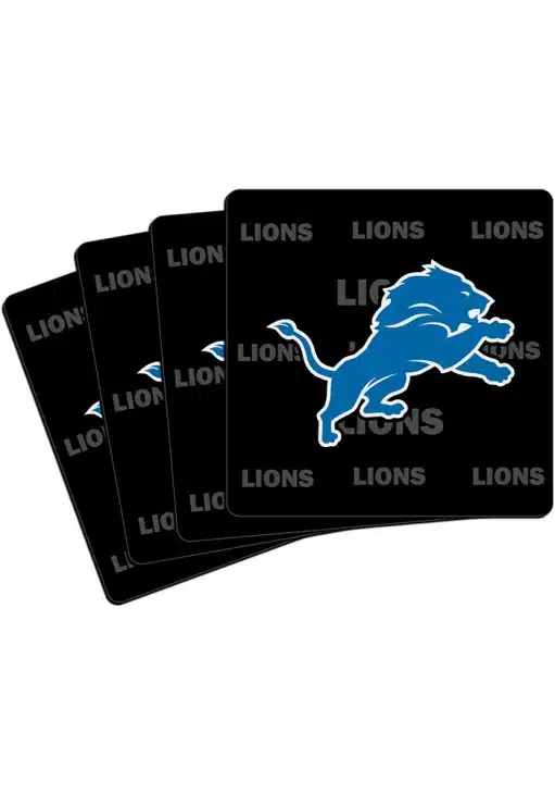 Detroit Lions Blue Black 4 Pack Neoprene Coaster Set
