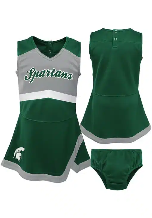 Michigan State Spartans Baby Girls Green Cheer Jumper Dress