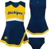 Michigan Wolverines Baby Girls Navy Cheer Jumper Dress