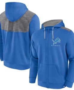 Detroit Lions Men's Fanatics Defender Blue Full Zip Hoodie